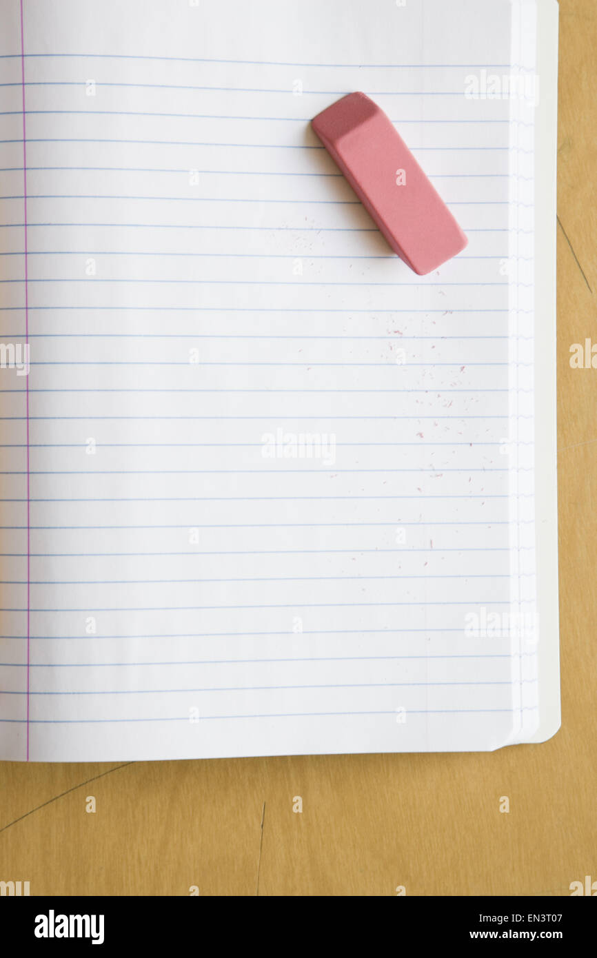 Notebook with eraser Stock Photo