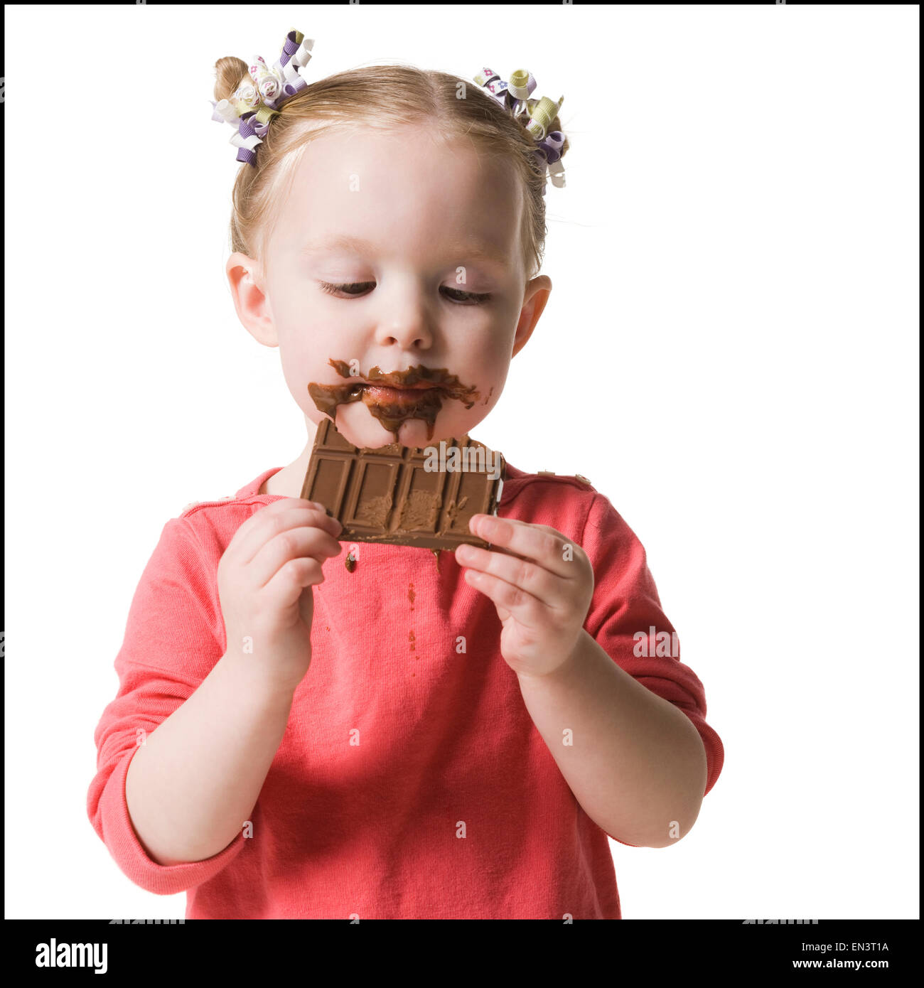 child eating chocolate Stock Photo Alamy