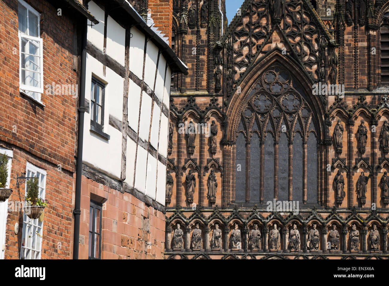 Lichfield Cathedral seen from The Close, Lichfield, Staffordshire