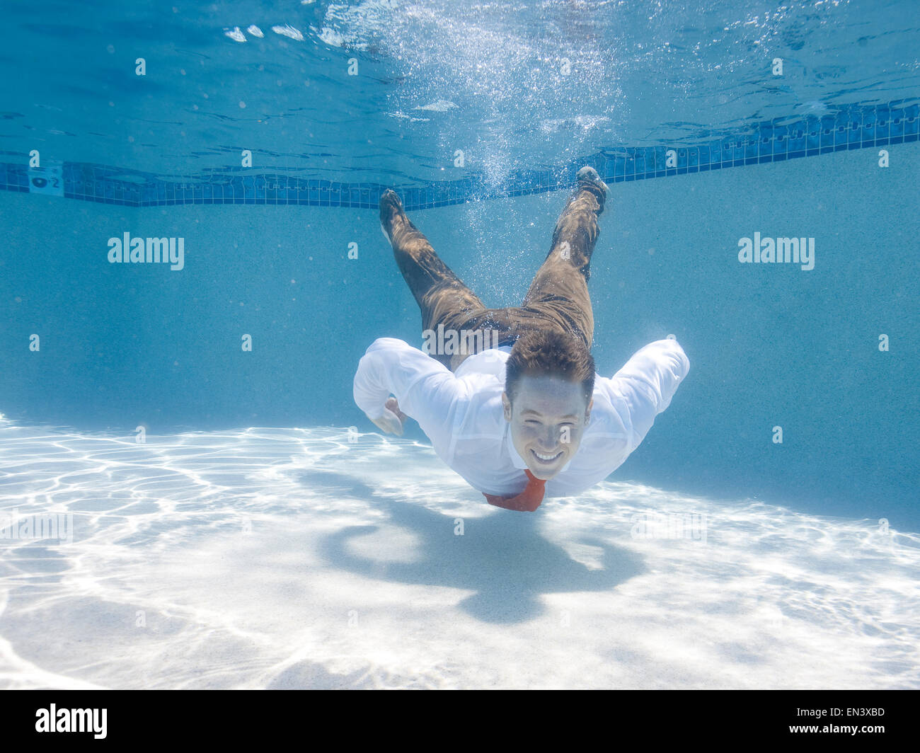 USA, Utah, Orem, Portrait of young groom under water Stock Photo - Alamy