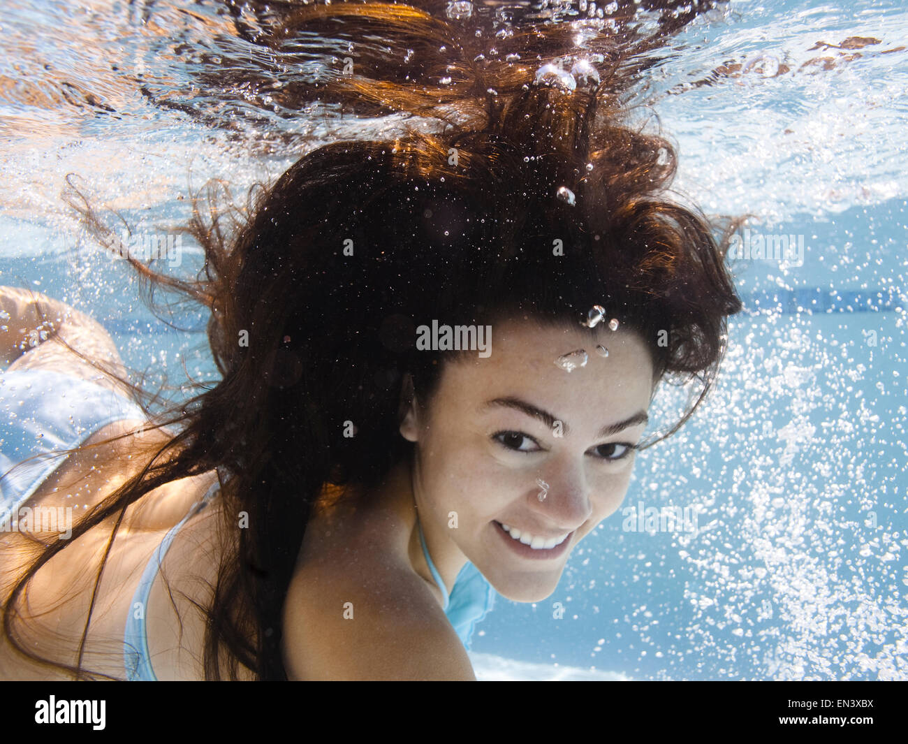 USA, Utah, Orem, Portrait of young woman under water Stock Photo - Alamy