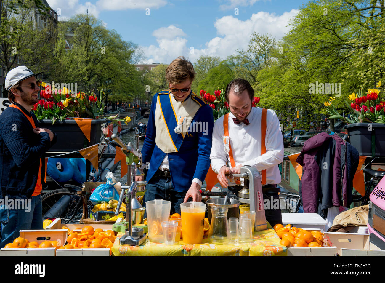 Amsterdam, Netherlands. 27th April, 2015. Dutch people celebrate the