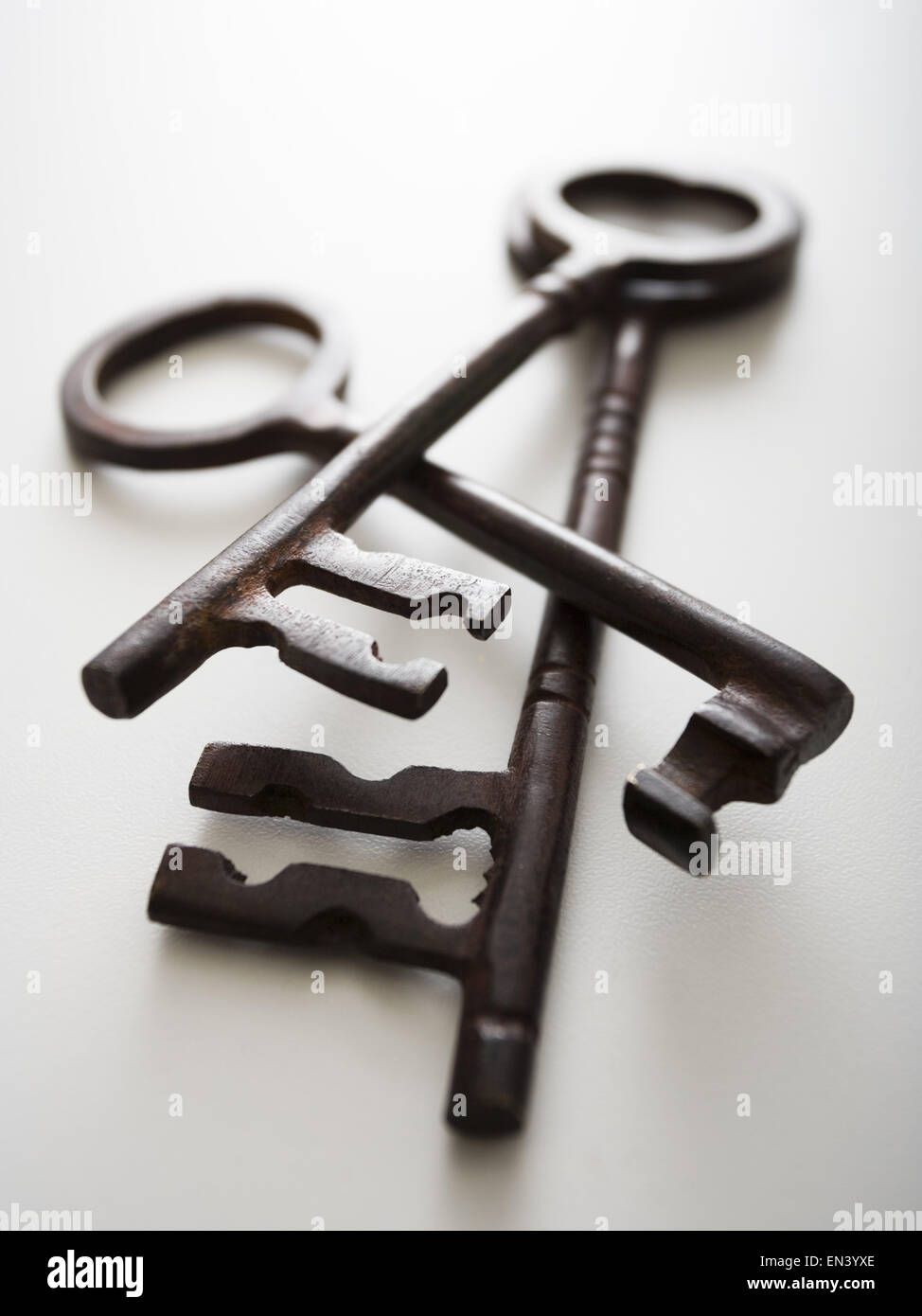 Detailed view of three skeleton keys Stock Photo