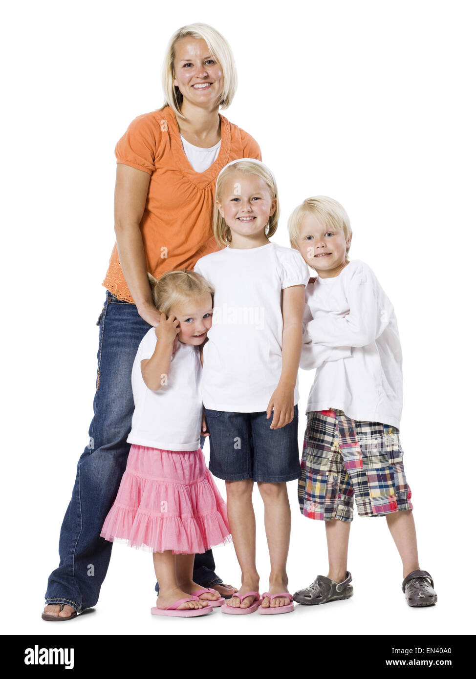 mother with three children Stock Photo