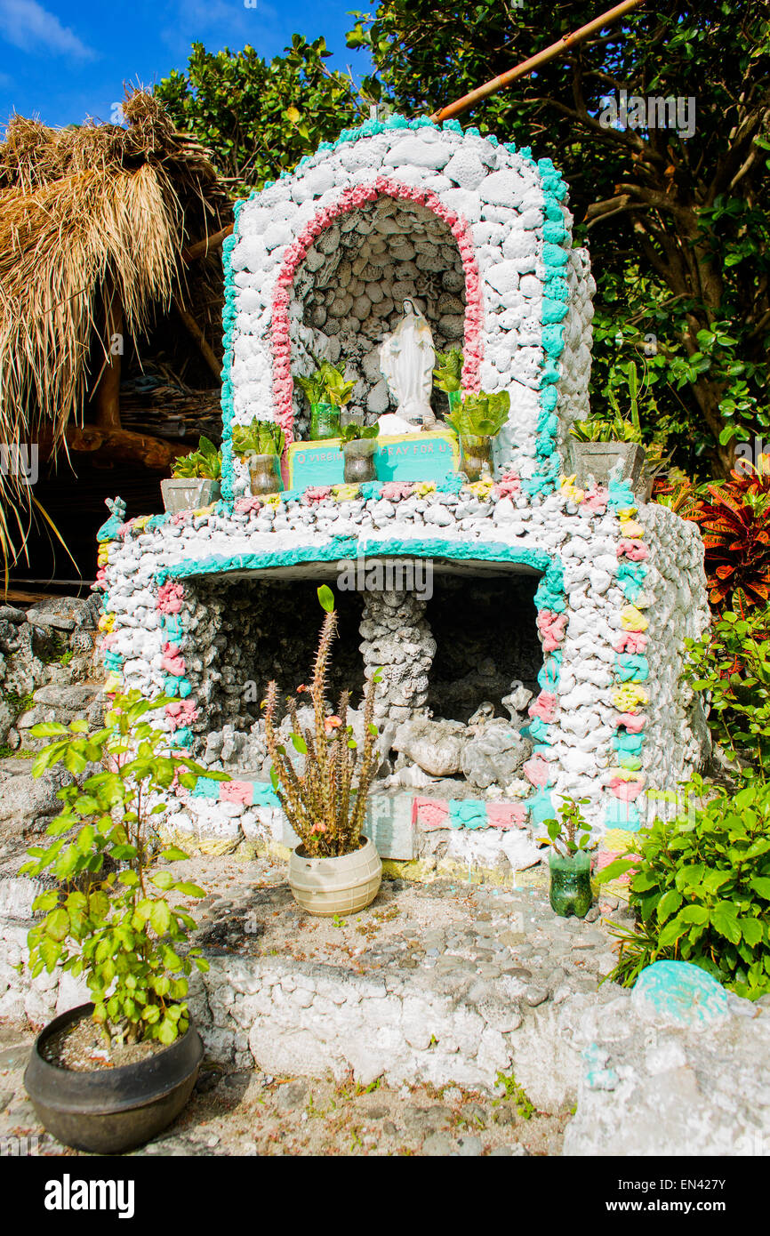 A shrine to the Virgin Mary in the village of Chavayan, Island of Batan, province of Batanes, Philippines, on 15 December 2014 Stock Photo