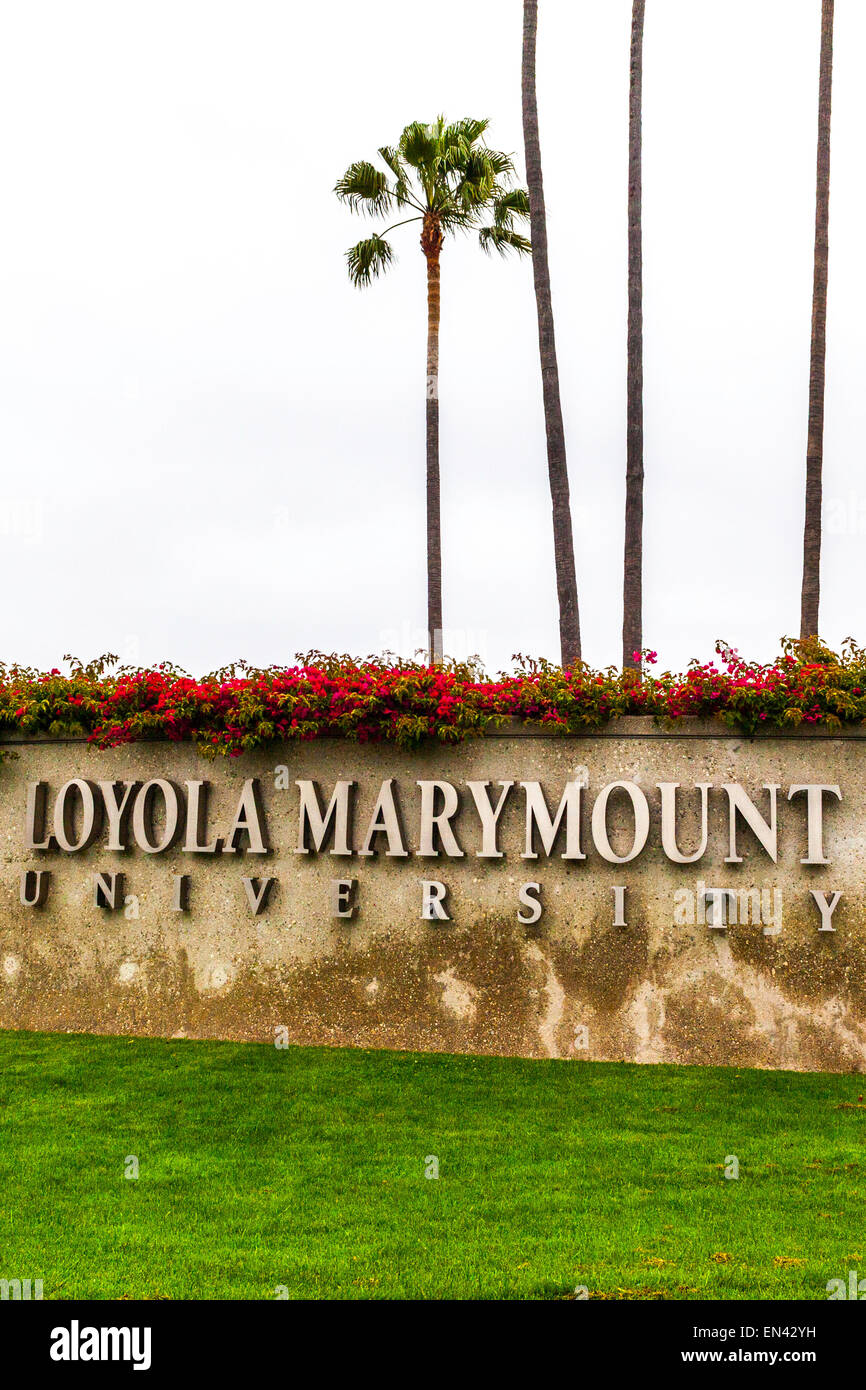 The entrance to Loyola Marymount University in Culver City California Stock Photo