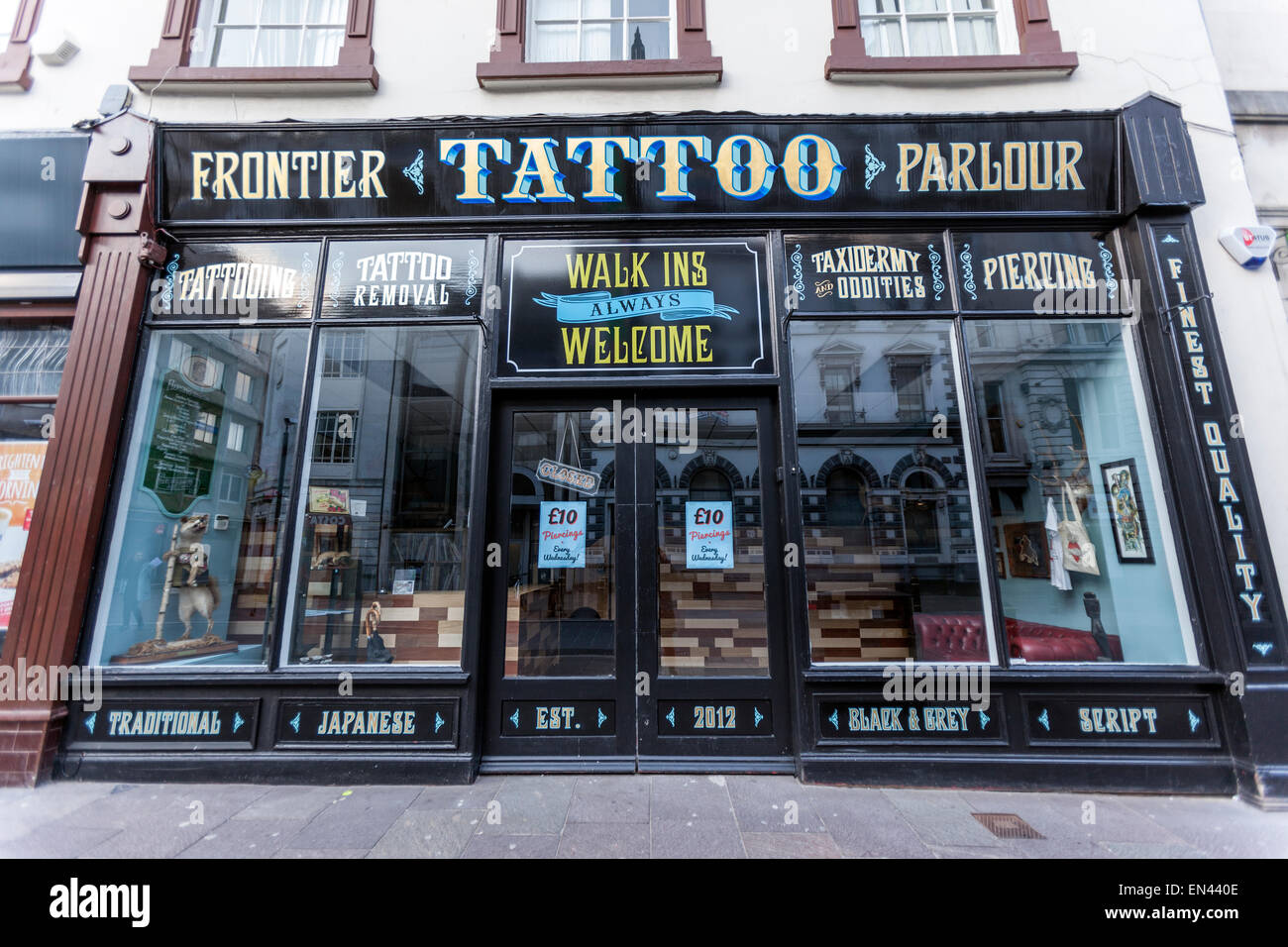 Cardiff Tattoo Frontier Parlour St Mary Street Stock Photo Alamy