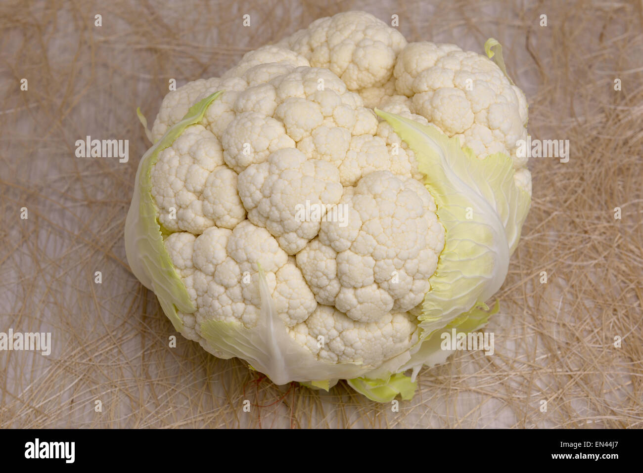 Fresh cauliflower head cabbage vegetable on table Stock Photo