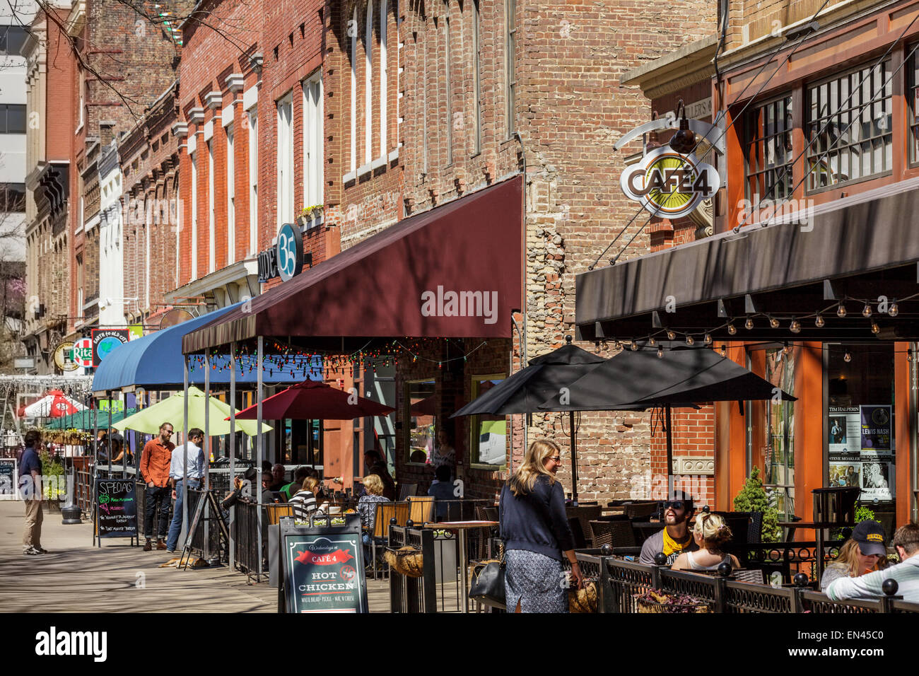 Historic Market Square, renovated with businesses, Knoxville, Tennessee. Stock Photo