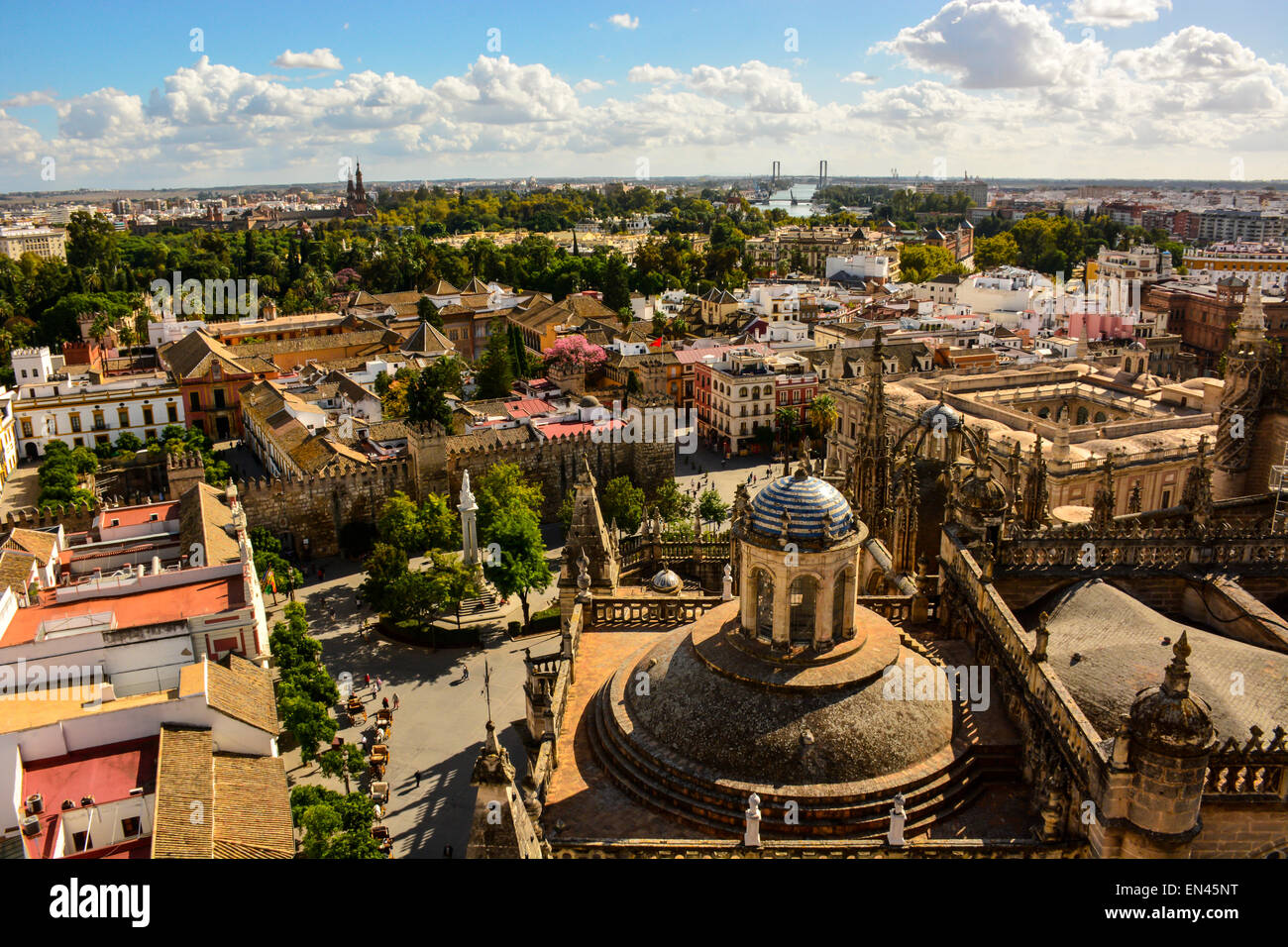 Panoramic view of the romantic city of Seville, Spain. Stock Photo