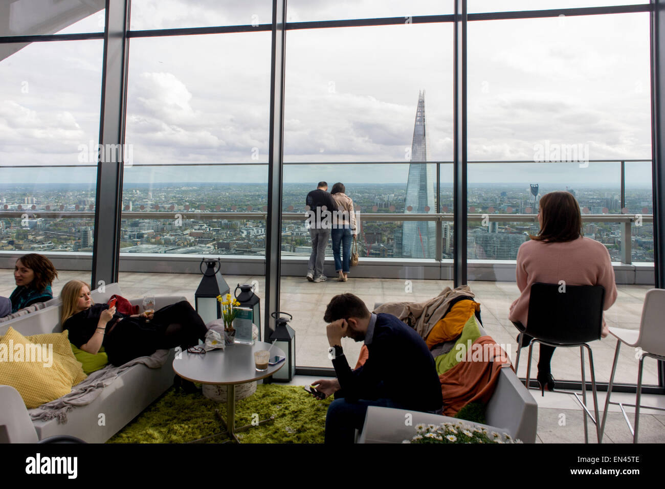 Visitors admire London skyline seen from the Sky Garden on the top of ...