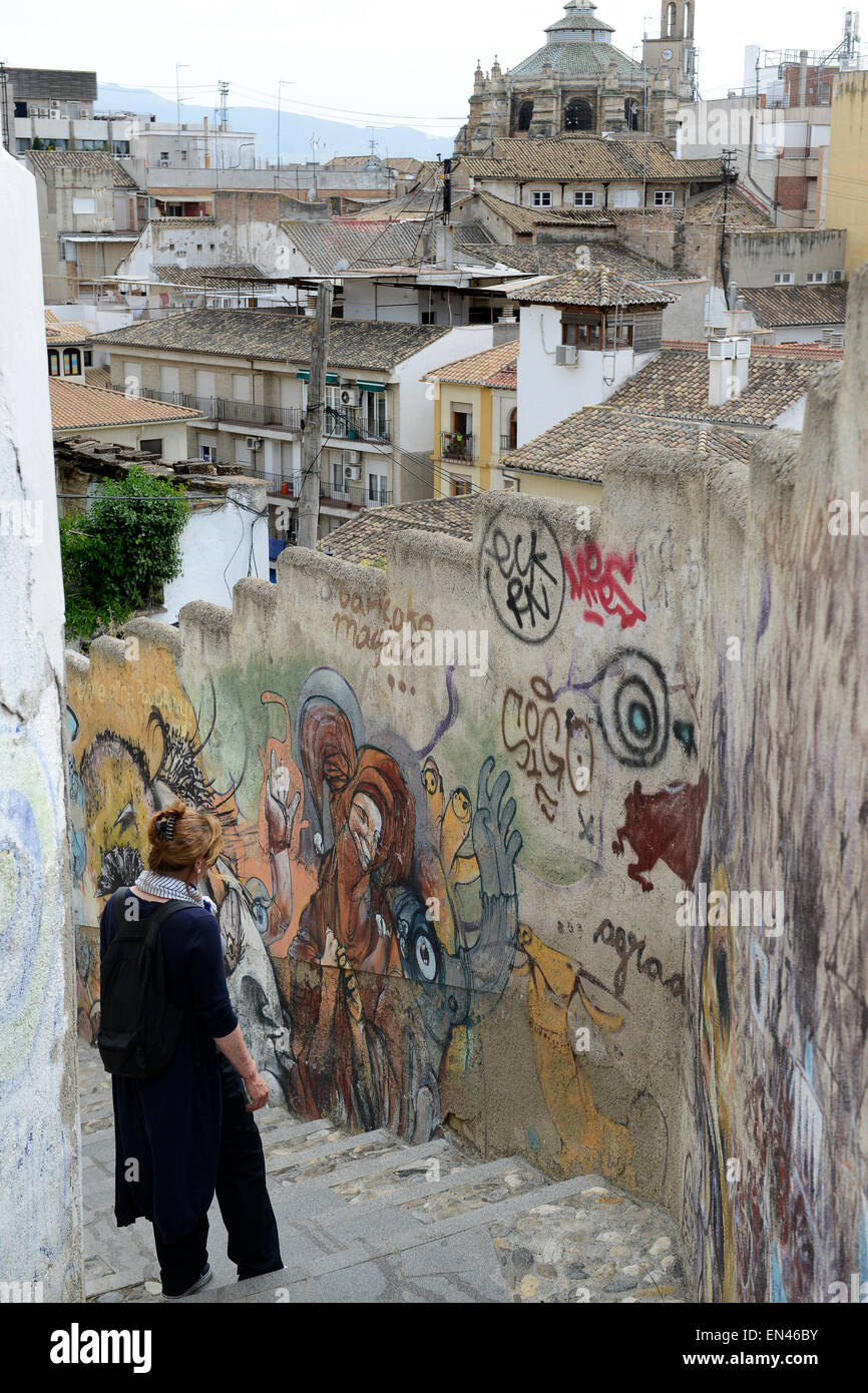 Graffiti in Granada Spain spanish street art painting Stock Photo Alamy