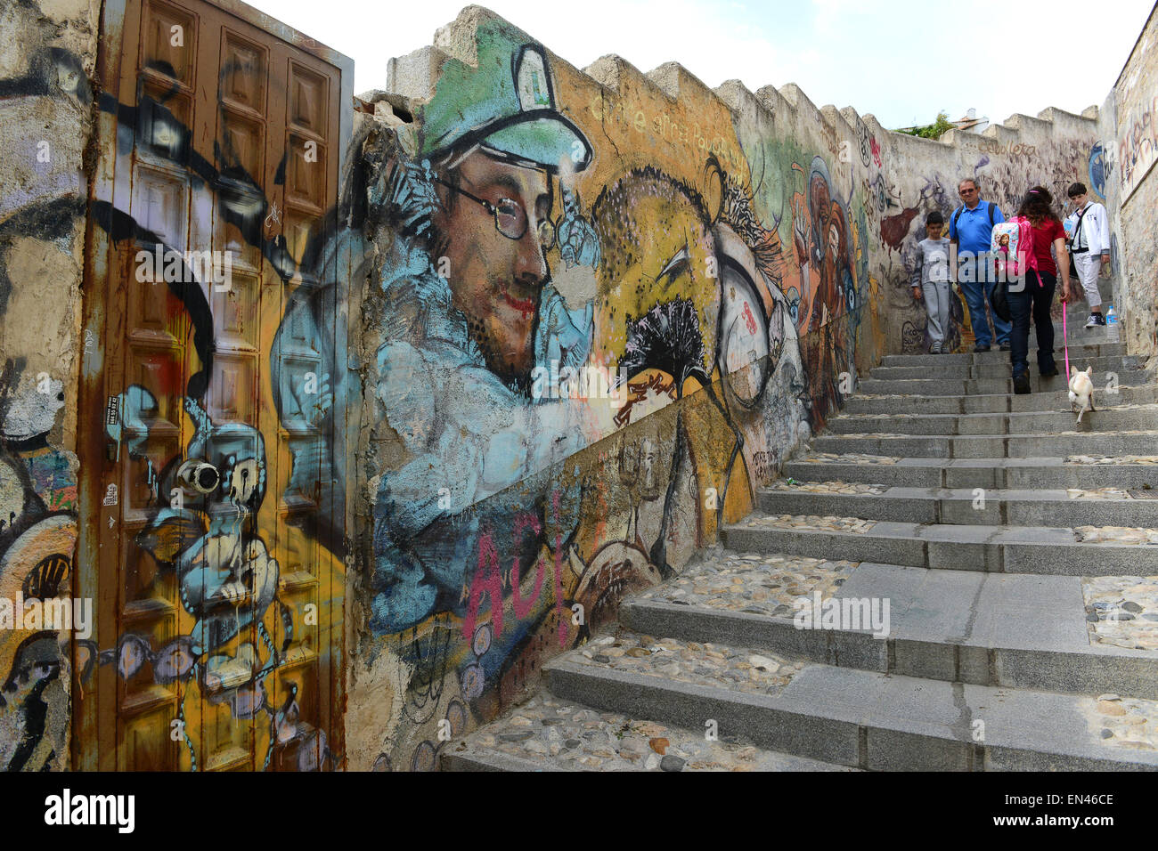 Graffiti in Granada Spain spanish street art painting Stock Photo