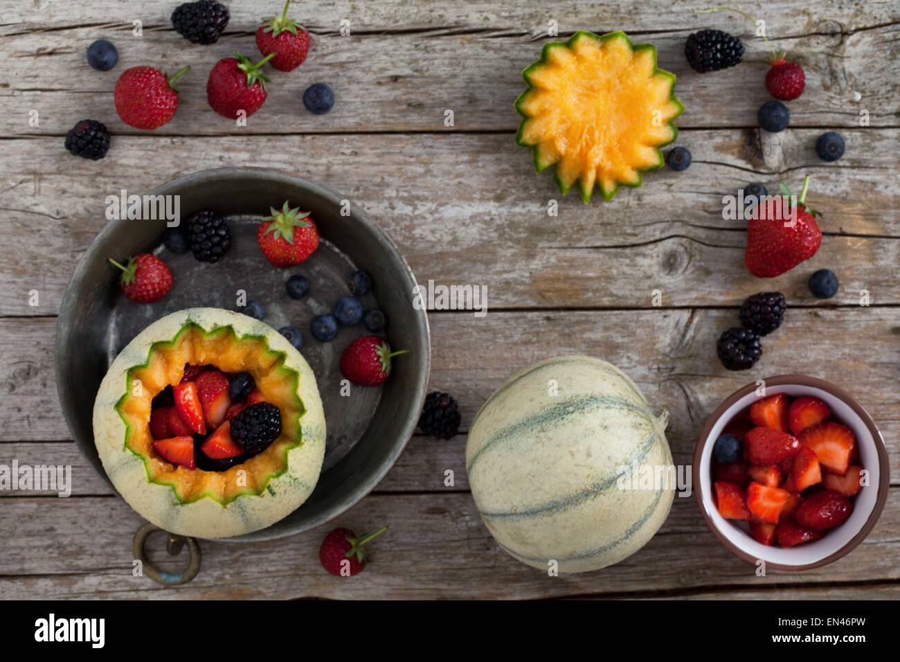 French Melons And Berries Stock Photo Alamy