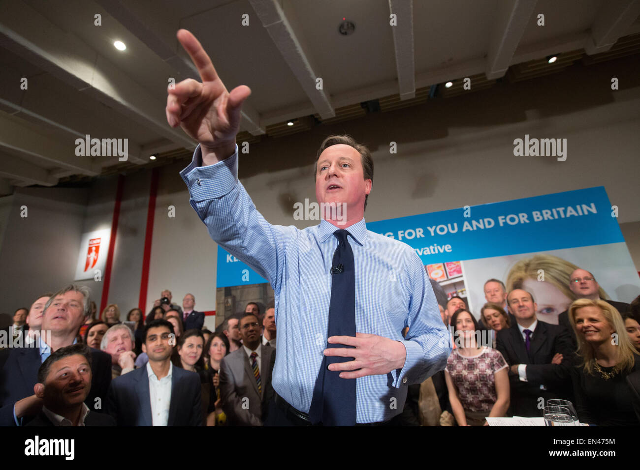 Prime minister,David Cameron,campaigning for the Conservative party in the City of London Stock Photo