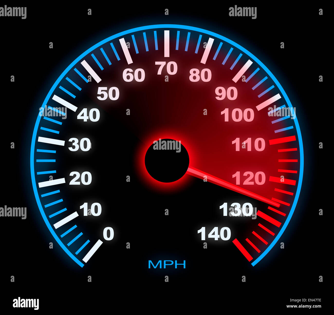 Lite Up Dashboard Speedometer With Motion Blur on Black Stock Photo Alamy