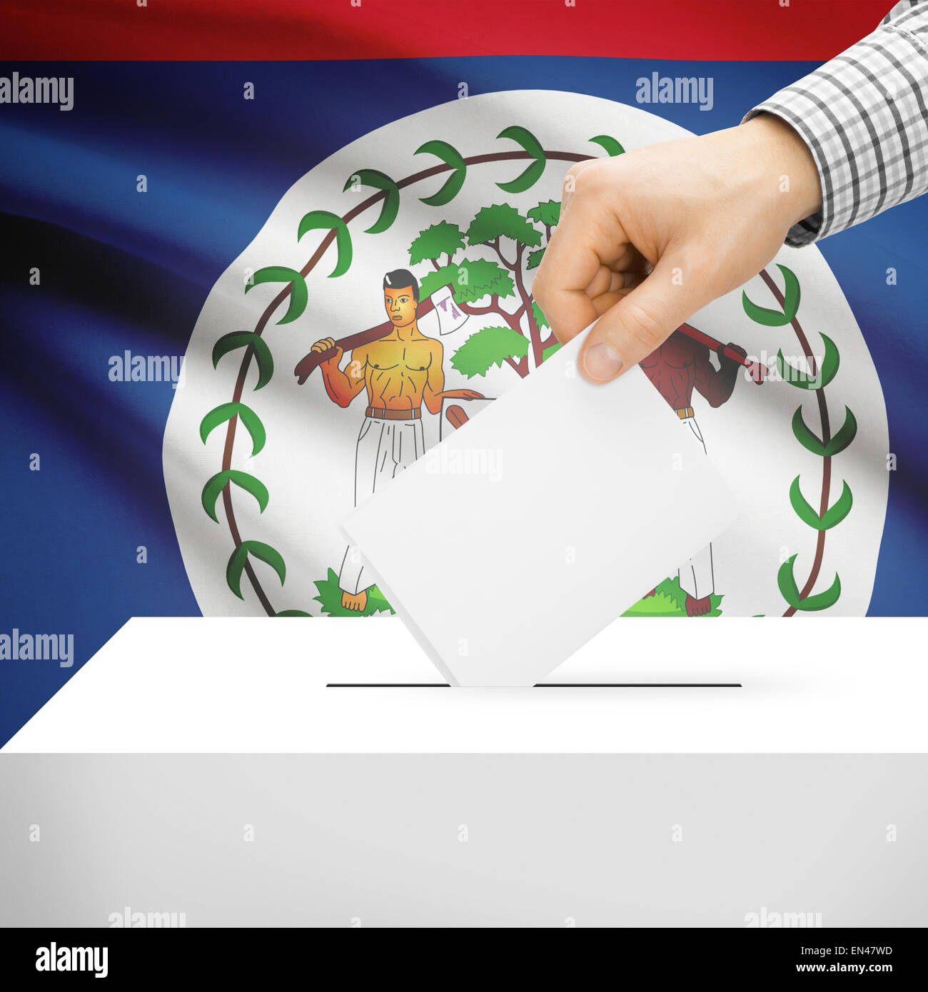 Ballot box with national flag on background series - Belize Stock Photo ...