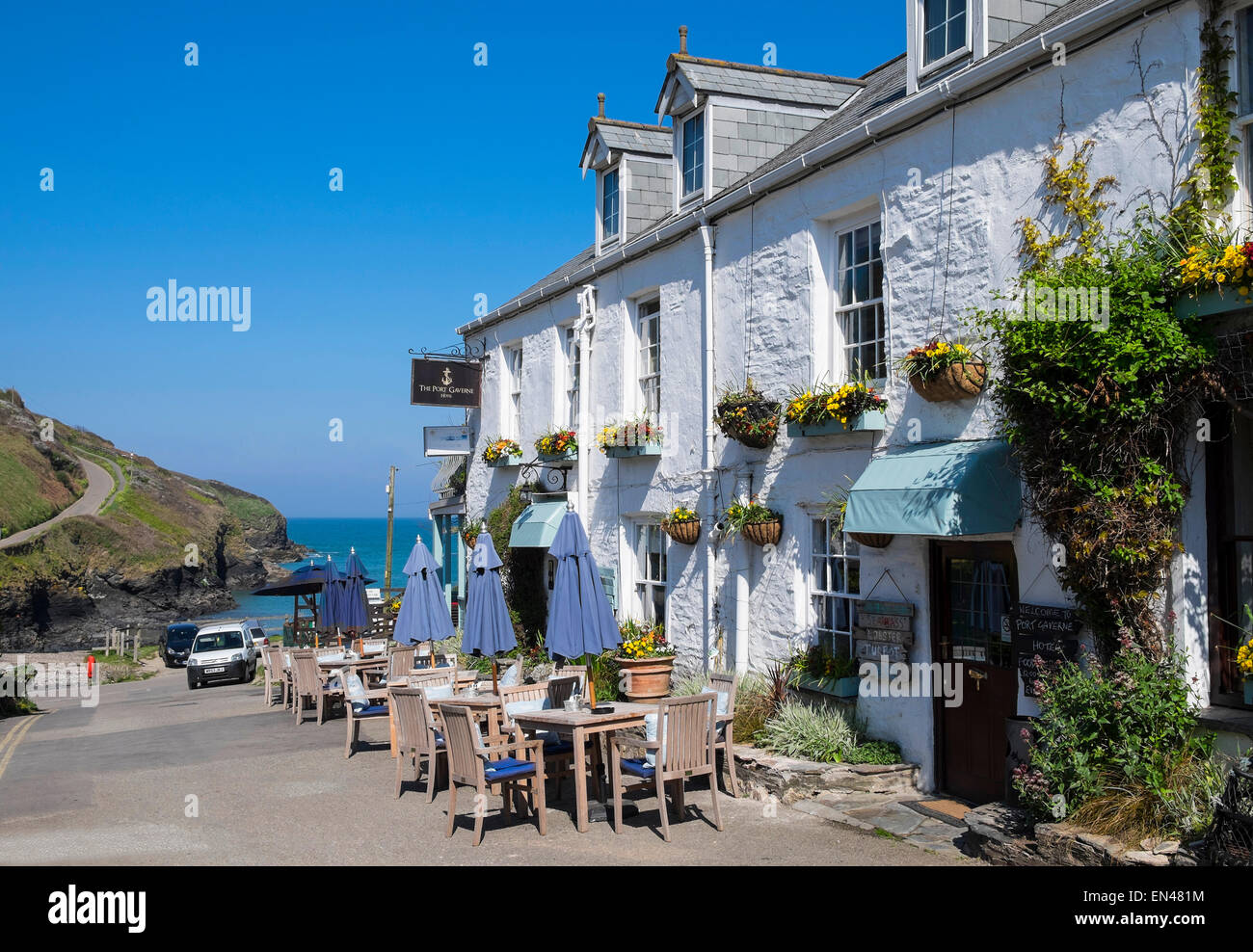Pub and restaurant at Port Gaverne on the north coast of Cornwall