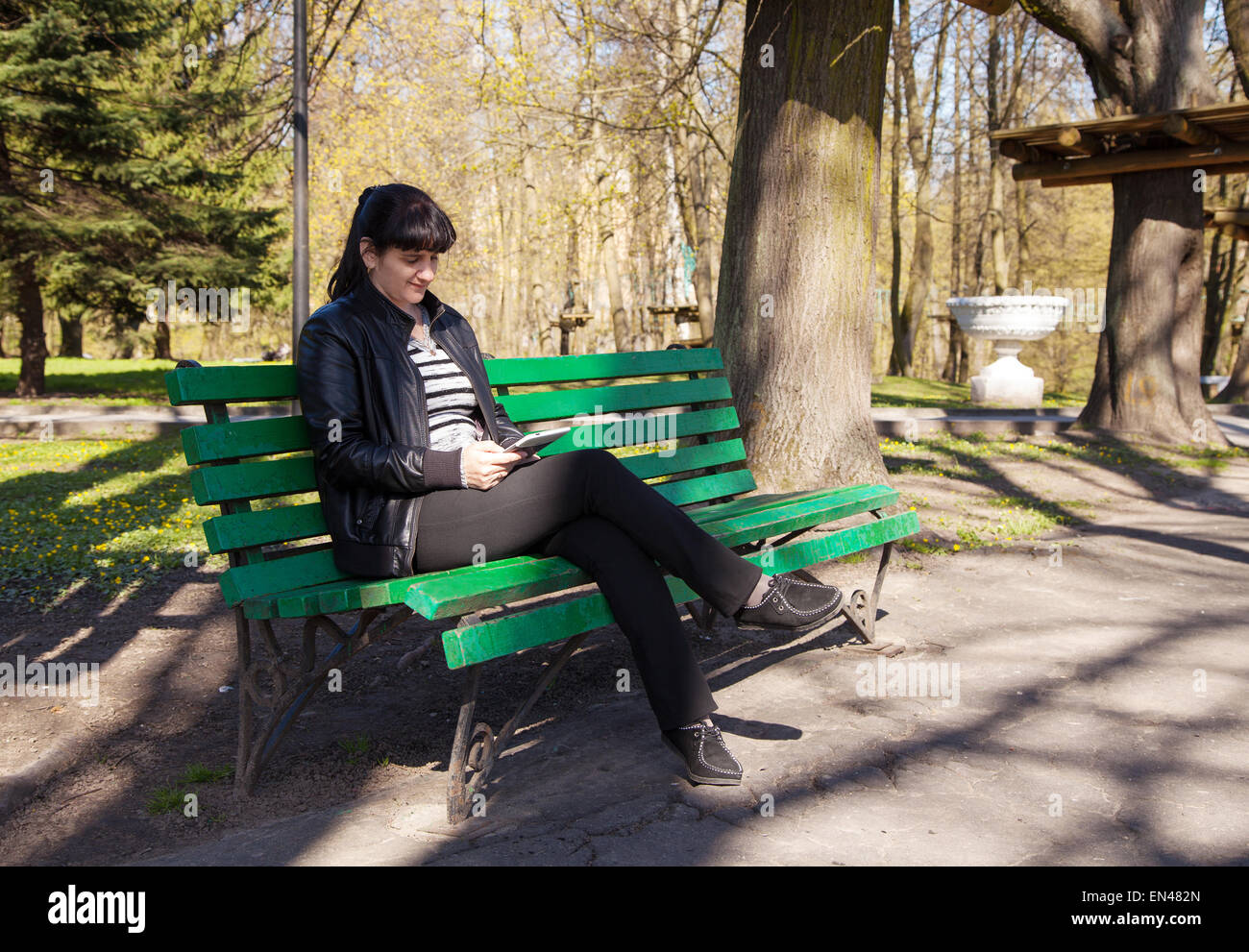Black woman in leather pants hi-res stock photography and images - Alamy