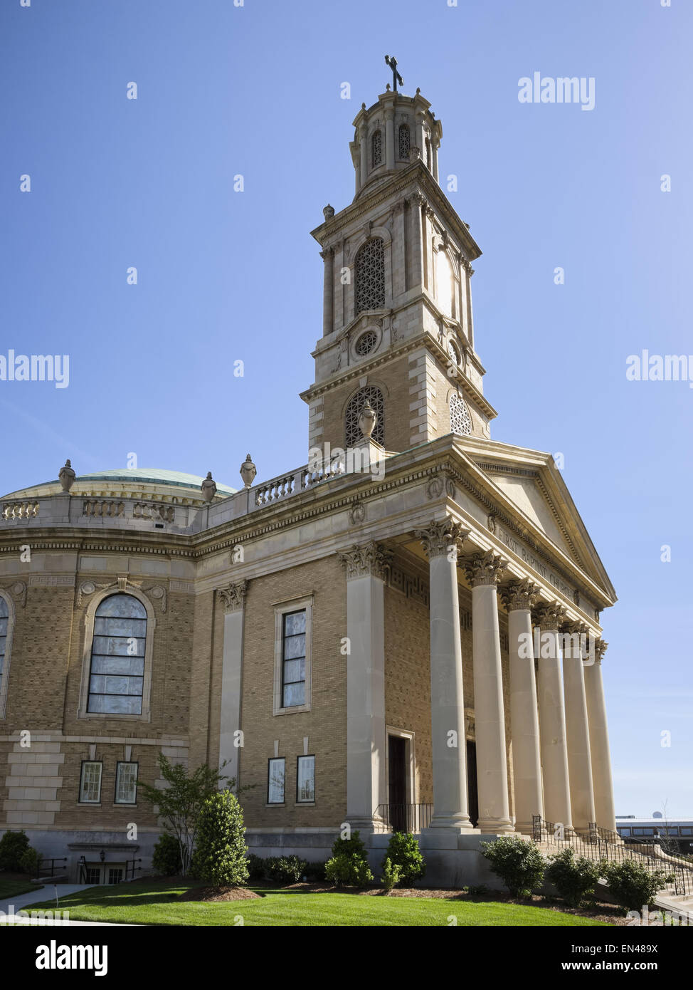 First Baptist Church on Fifth Street in Winston Salem, NC Stock Photo