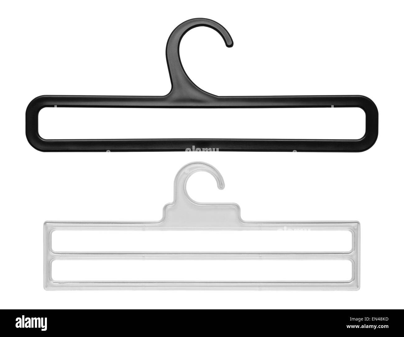 Two Small Clothes Hangers Isolated on a White Background. Stock Photo