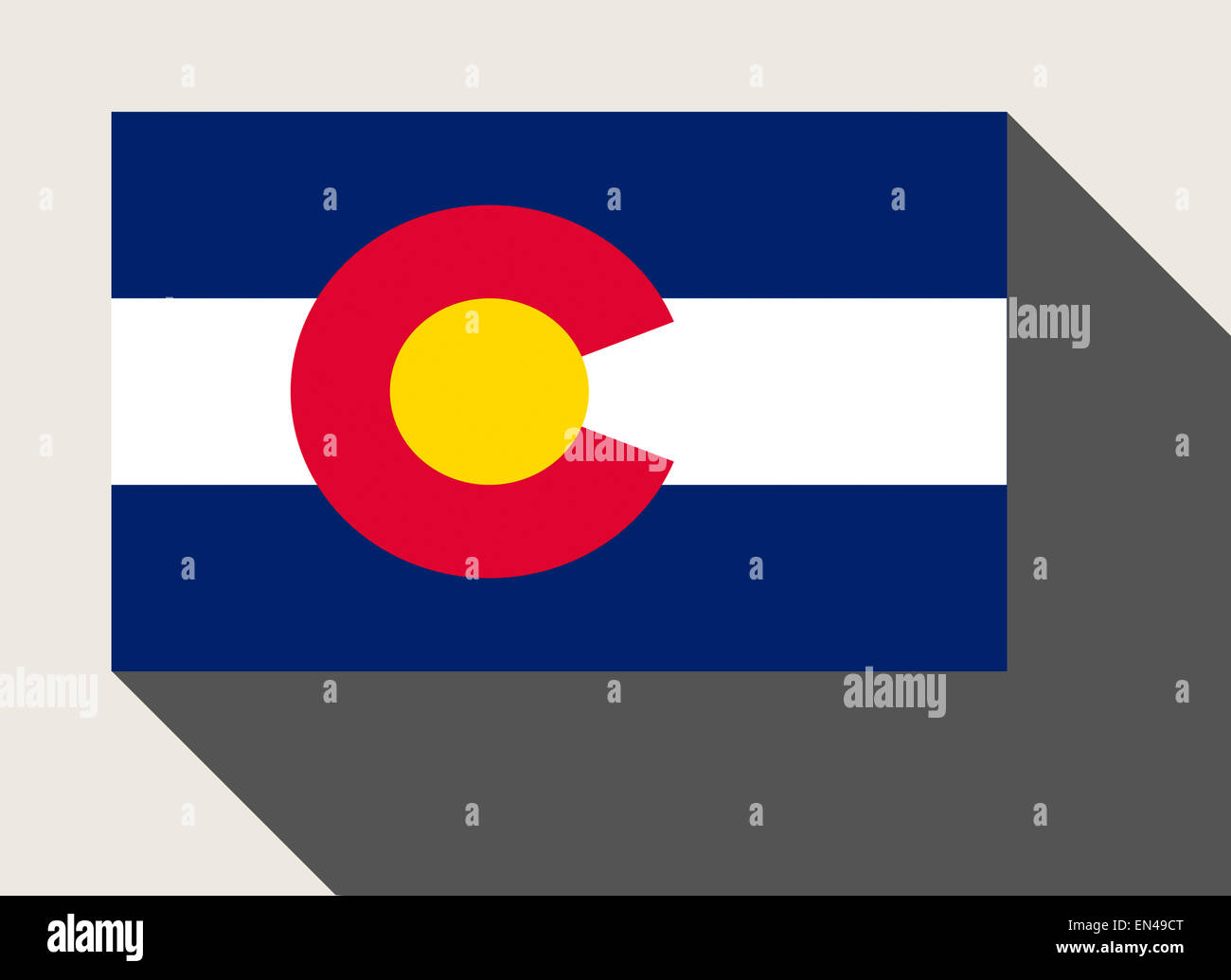 American State of Colorado flag in flat web design style. Stock Photo