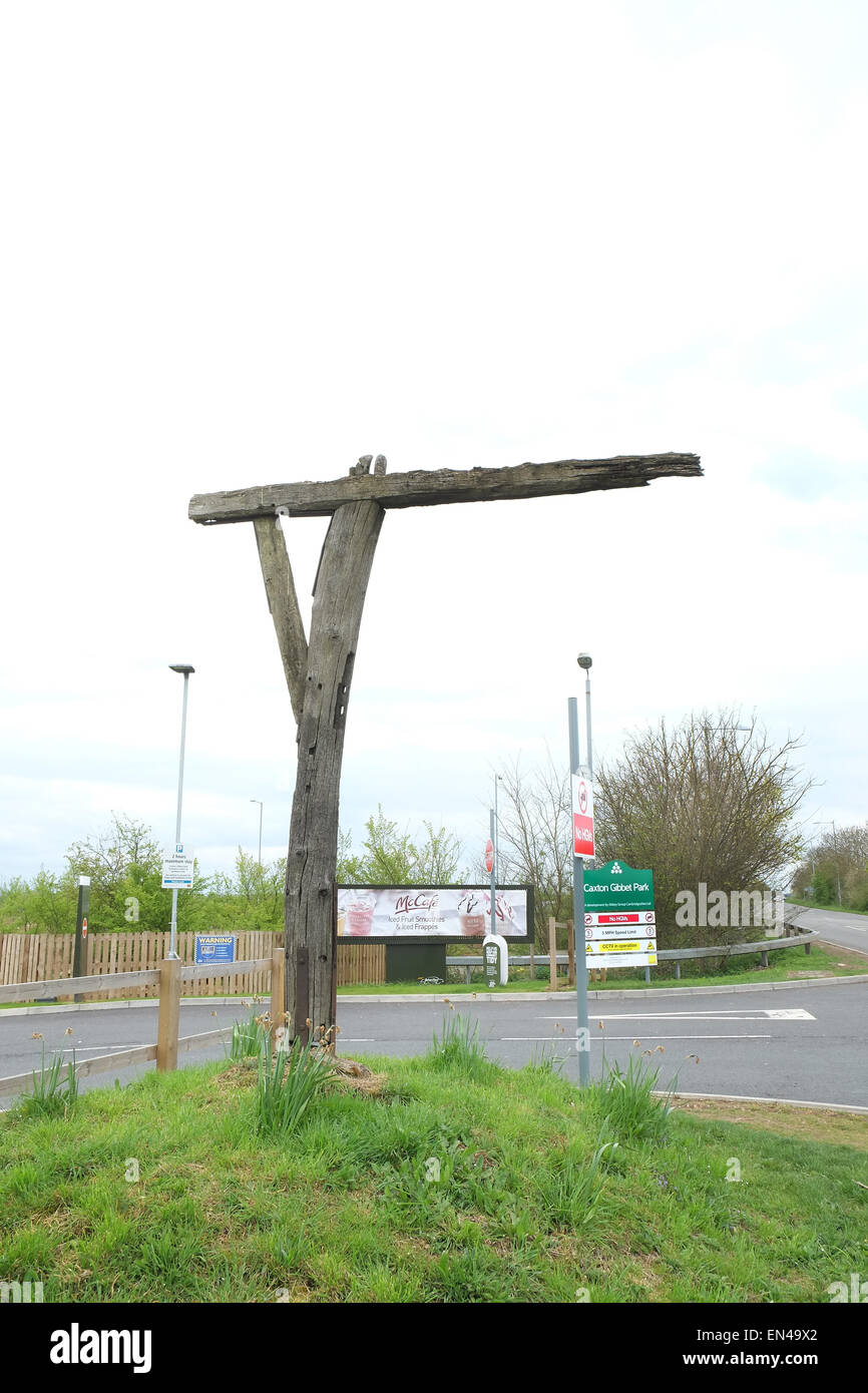 The Caxton Gibbet, the is a replica of the 18th century gibbet which is 120 years old in itself. 27th April 2015 Stock Photo