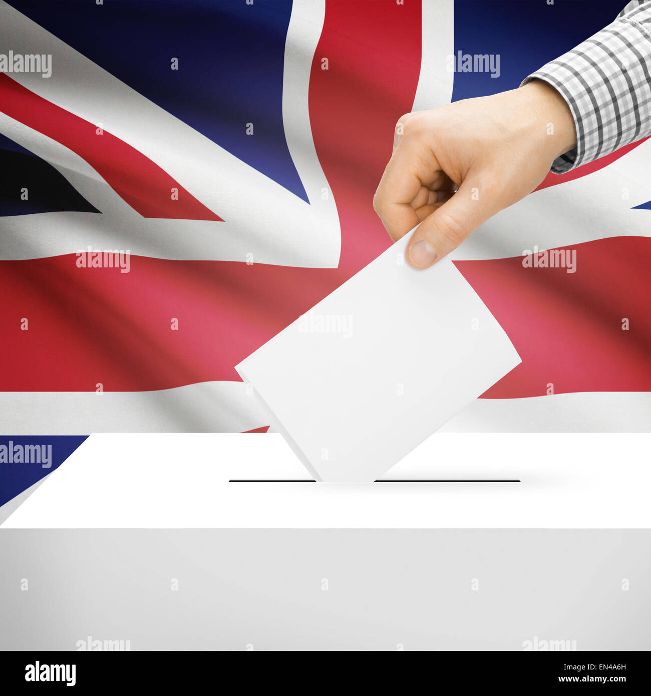 Ballot box with national flag on background series - United Kingdom Stock Photo