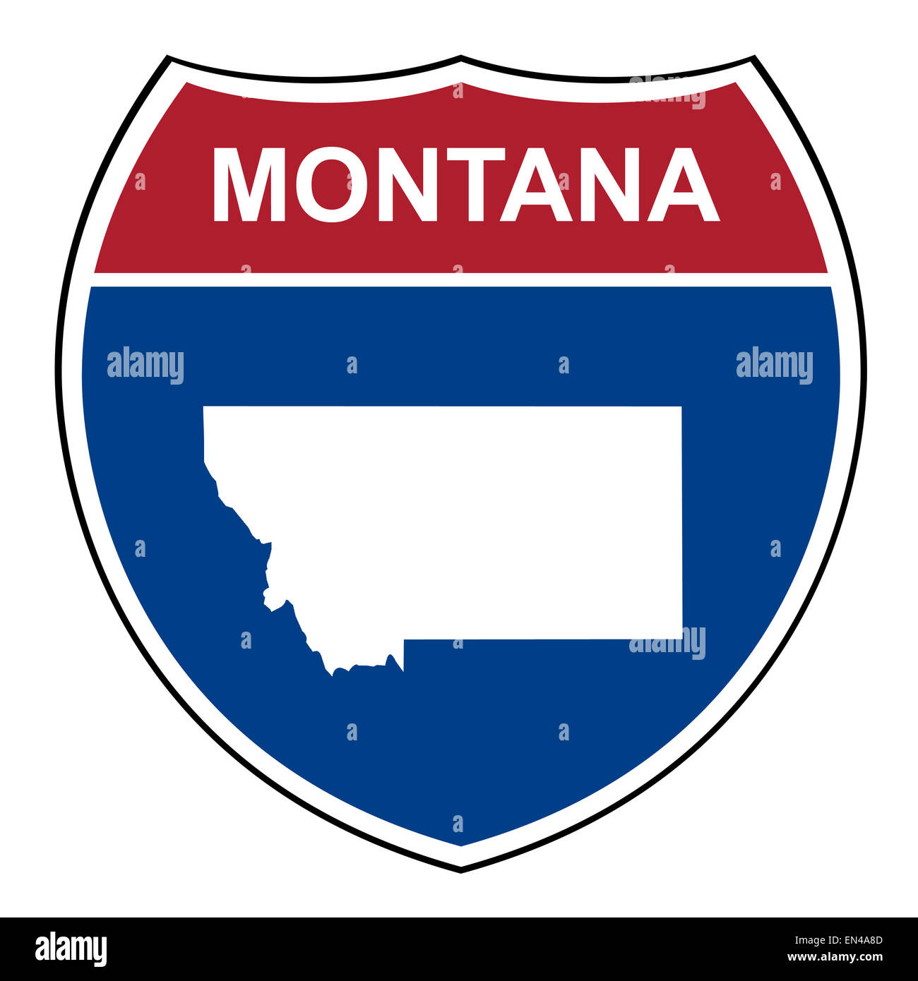 Montana American interstate highway road shield isolated on a white ...