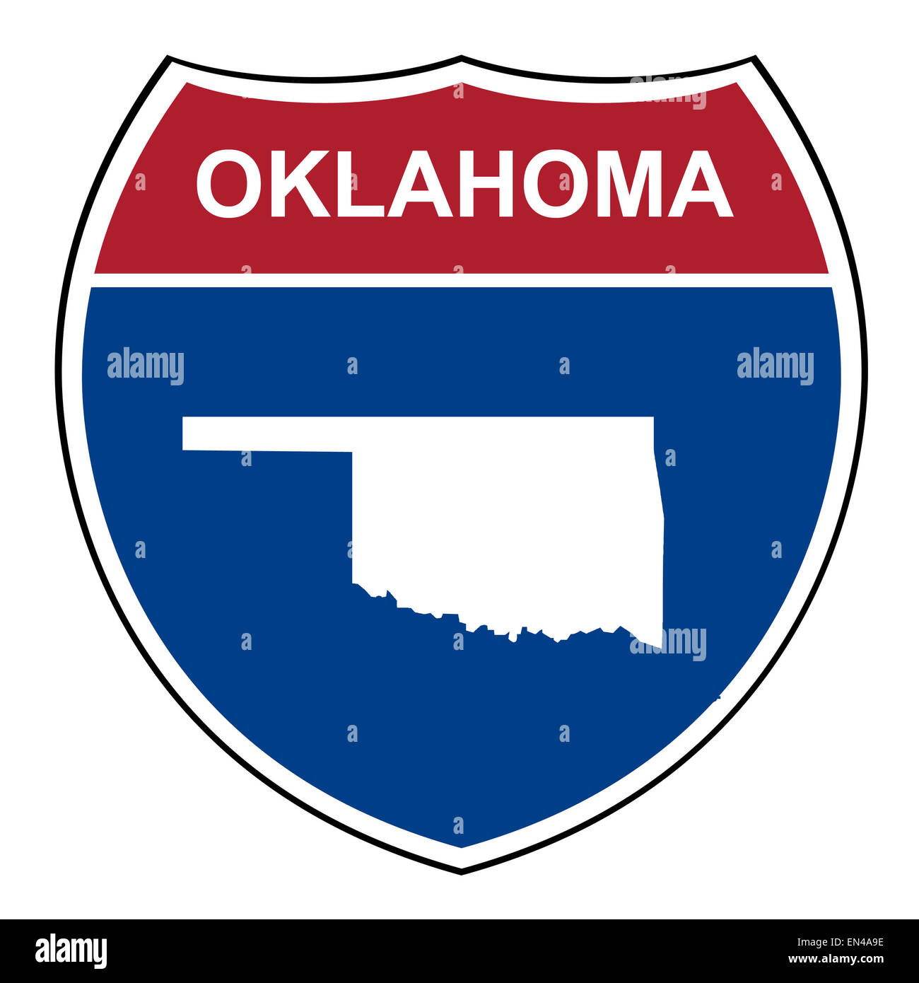 Oklahoma interstate highway road shield isolated on a white background. Stock Photo