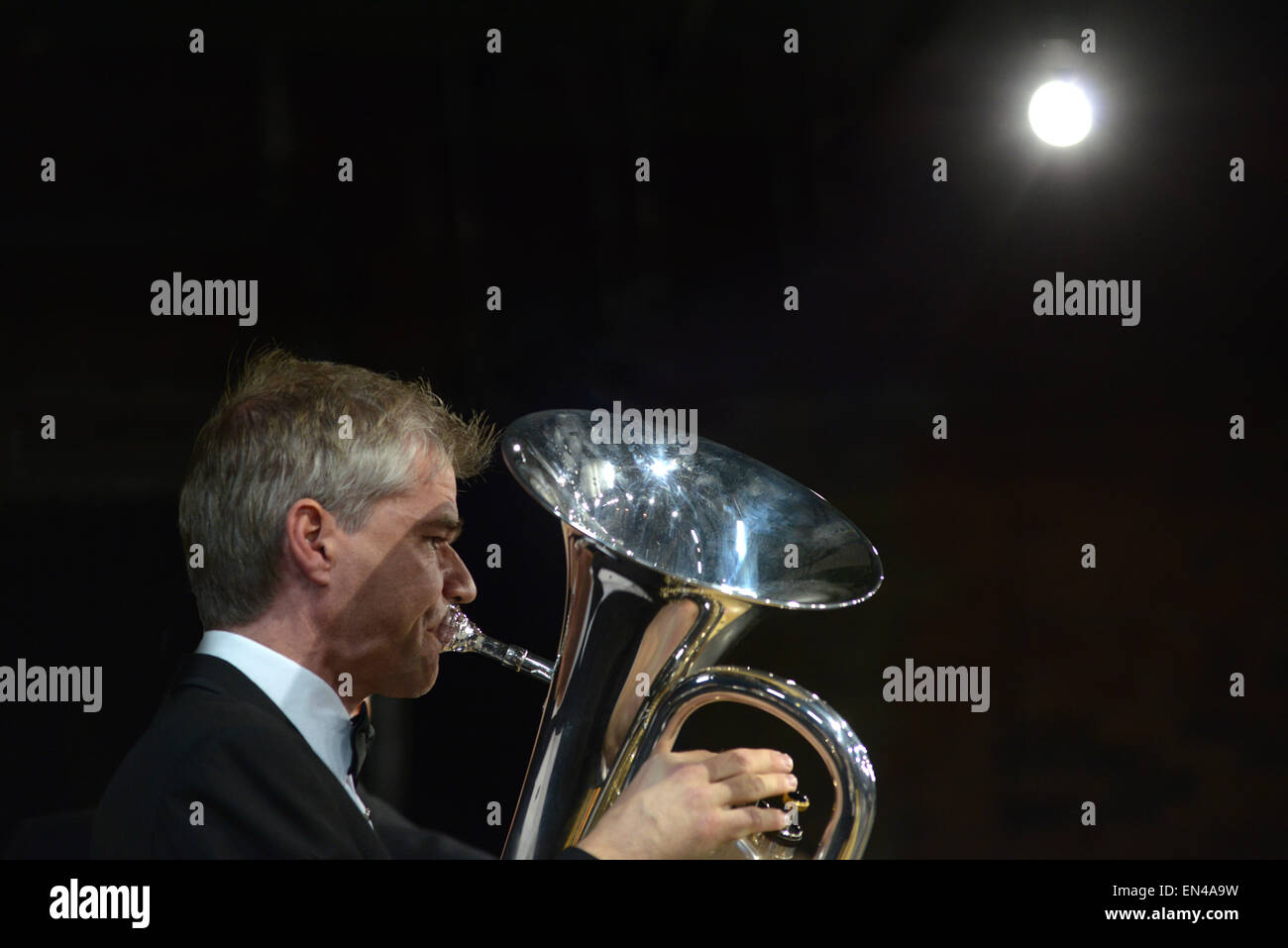 Band member Michael Dodd: Grimethorpe Colliery Band in concert at Barnsley, UK. 6th November 2014. Picture: Scott Bairstow/Alamy Stock Photo