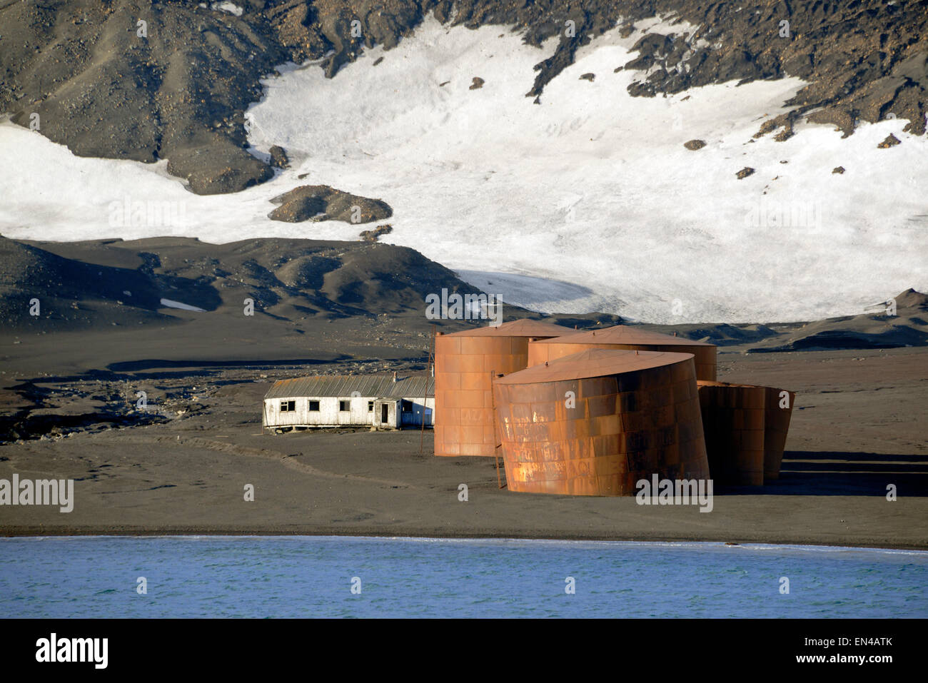 Abandoned whaling station Deception Island South Shetland Islands Antarctica Stock Photo
