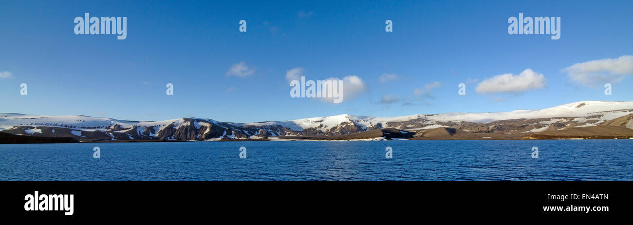 Panoramic view Deception Island a volcanic caldera South Shetland Islands Antarctica Stock Photo