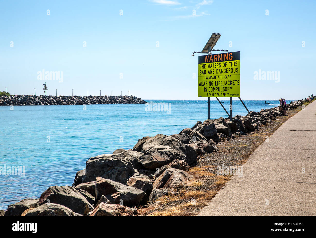 Forster, NSW Australia Wallis Lake entrance and breakwater Stock Photo