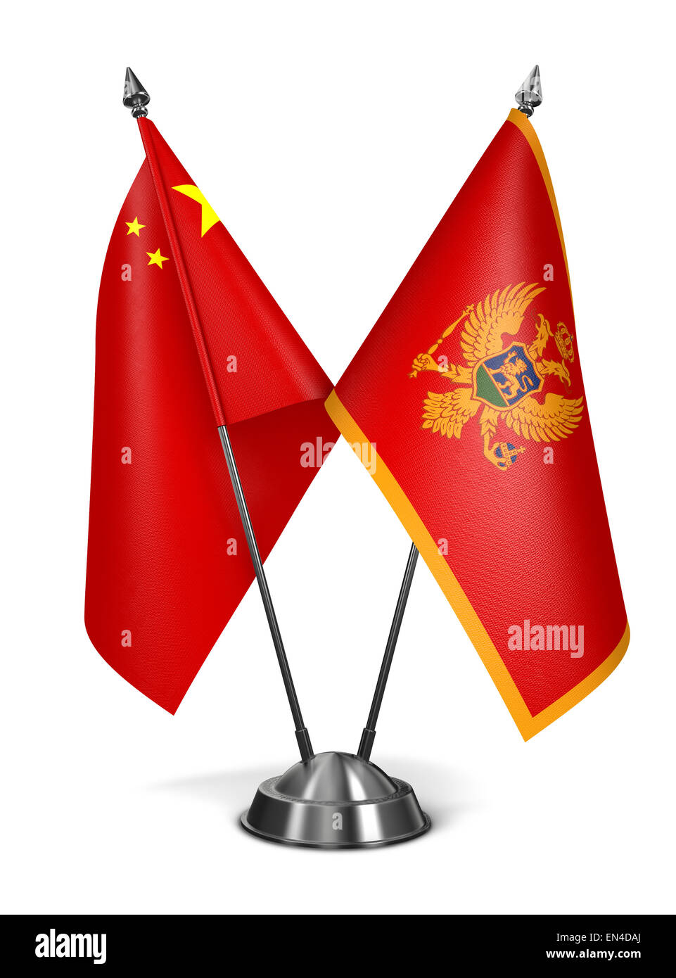 China and Montenegro - Miniature Flags. Stock Photo
