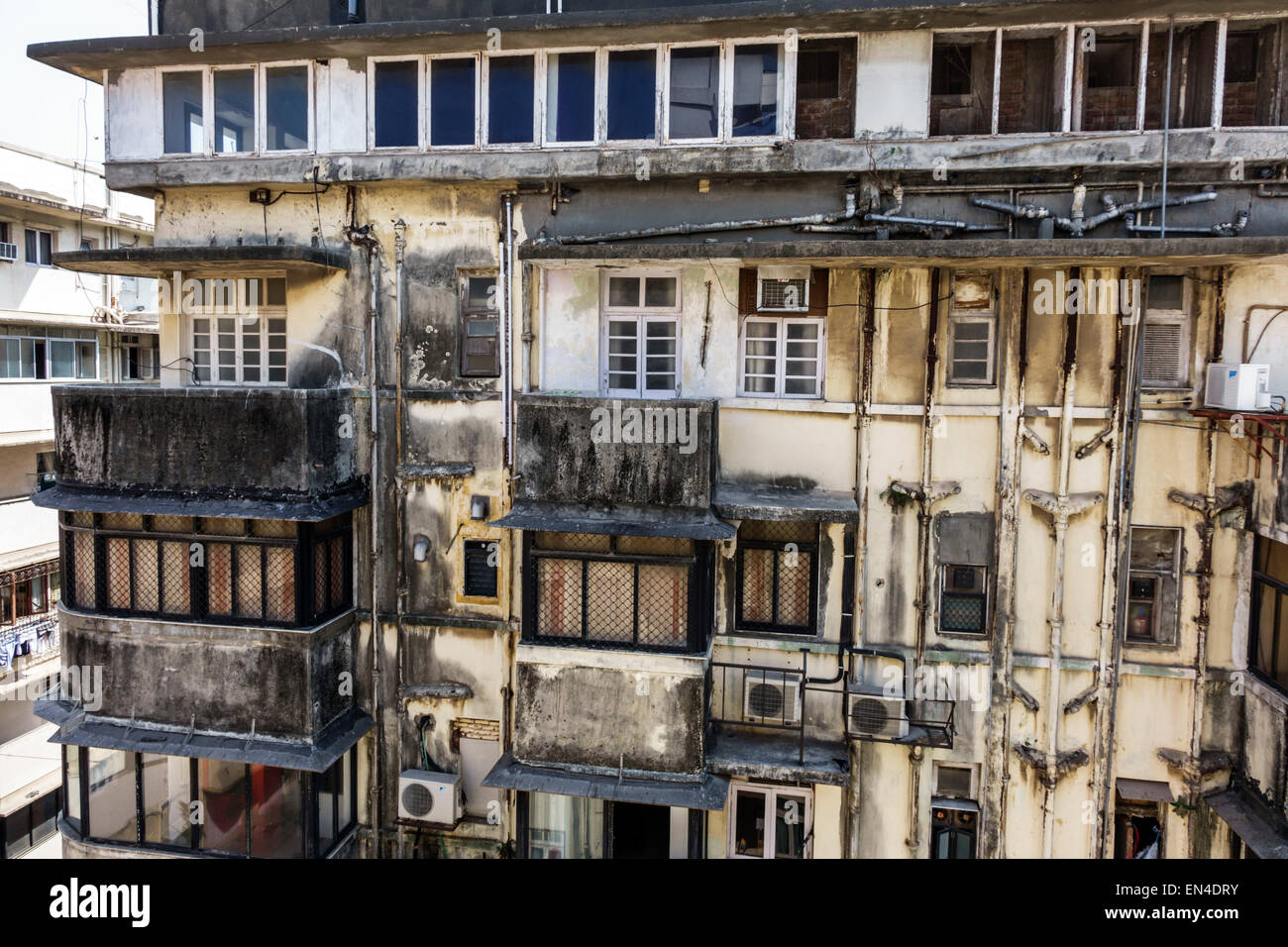 Mumbai India,Churchgate,Veer Nariman Road,condominium residential apartment apartments building buildings housing,residences,exterior,dirty,mold,milde Stock Photo