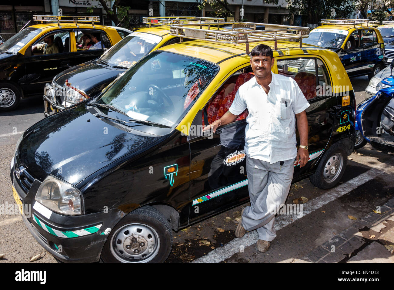 Mumbai India,Churchgate,Veer Nariman Road,taxi cab,driver,man men male,India150226055 Stock Photo