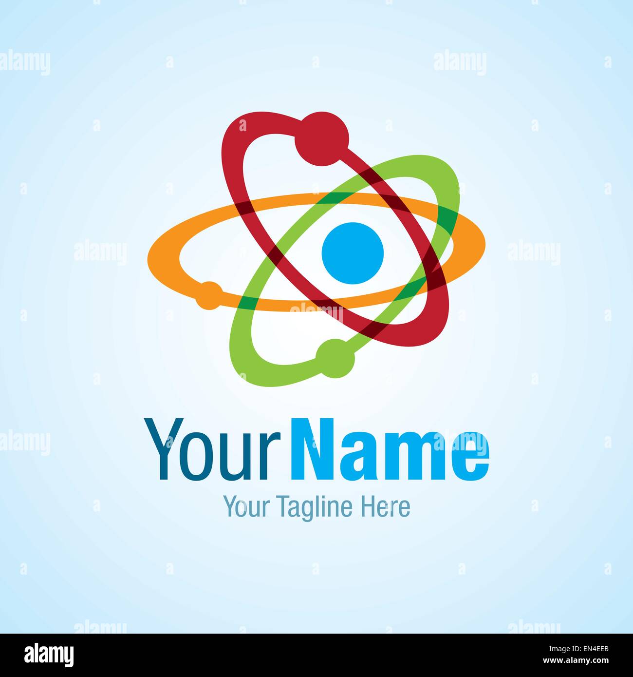 Atom with colorful circles science graphic design logo icon Stock Vector