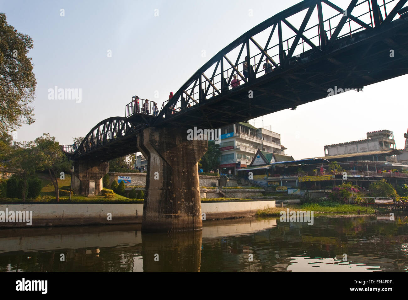 Bridge over river Kwai, Kanchanaburi, Thailand. Stock Photo