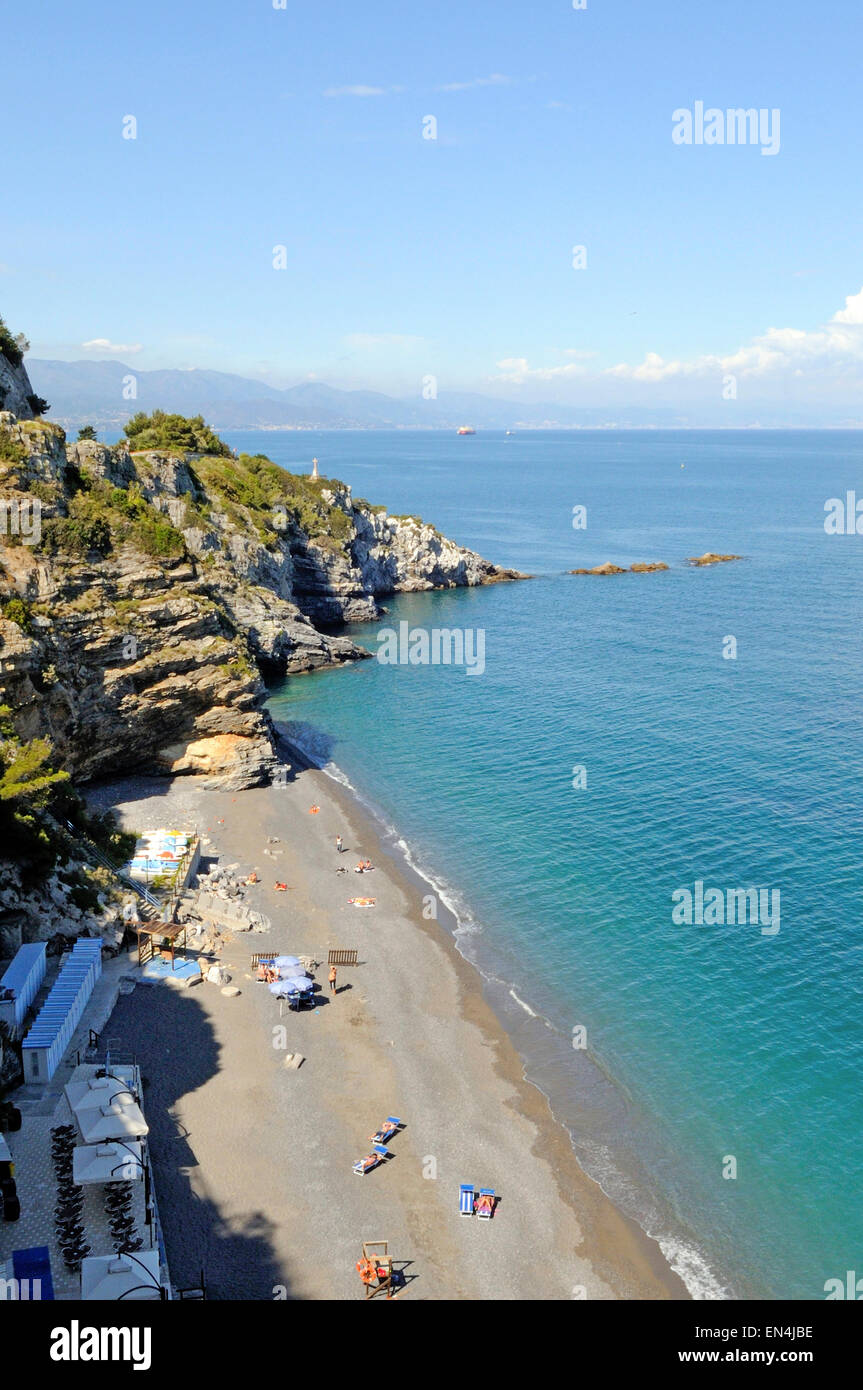 a view on the lido delle sirene beach, bergeggi, savona district, Ligury, Italy Stock Photo