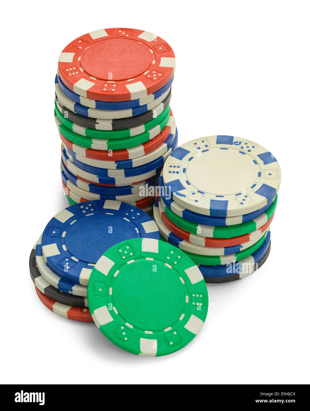Stack of Poker Chips with Copy Space Isolated on a White Background