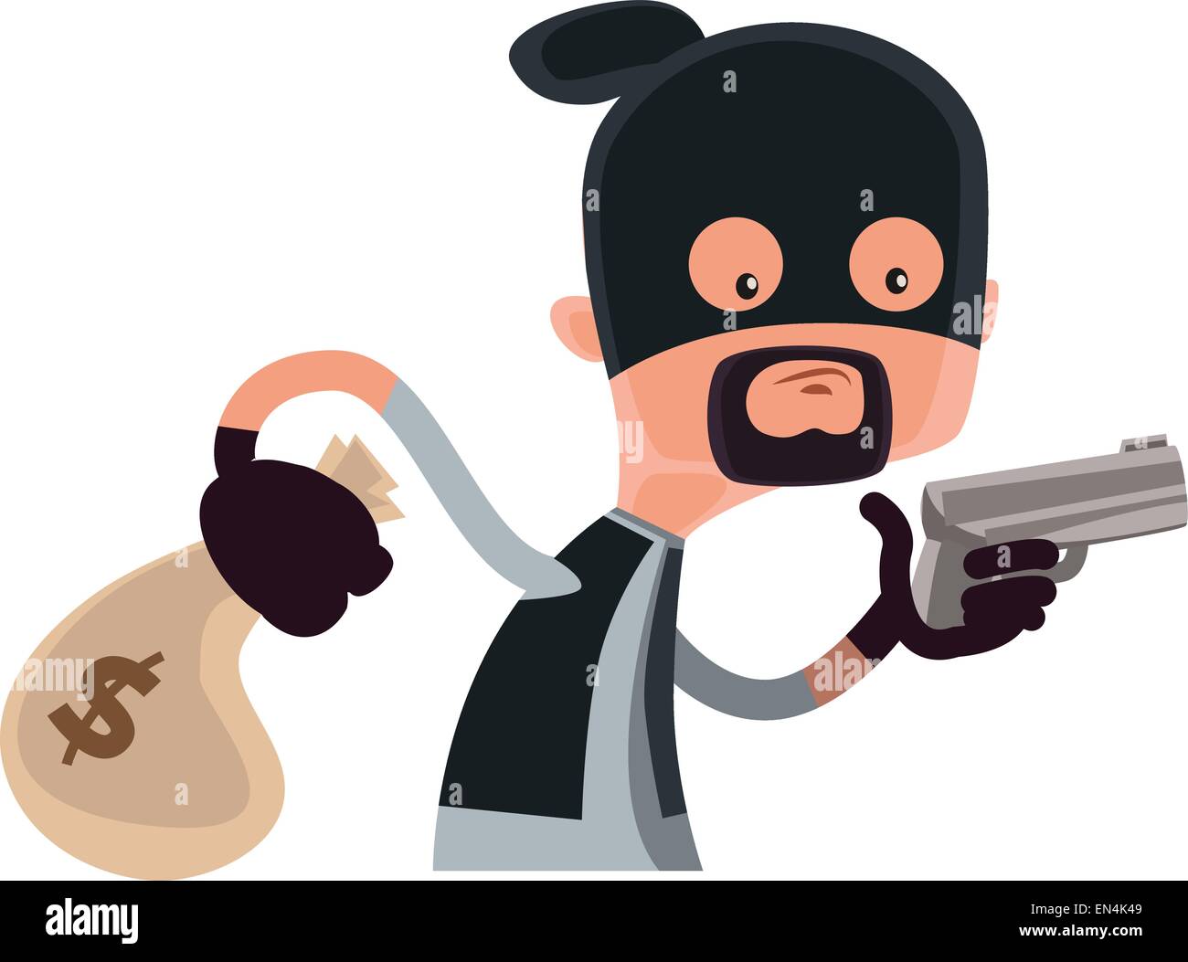 Thief in black holding a gun vector illustration cartoon character Stock  Vector Image & Art - Alamy