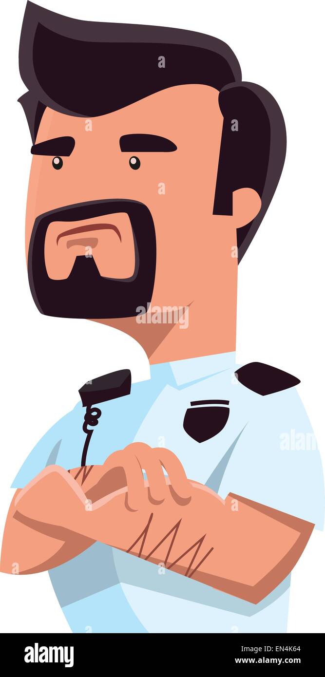Security officer watching vector illustration cartoon character Stock Vector
