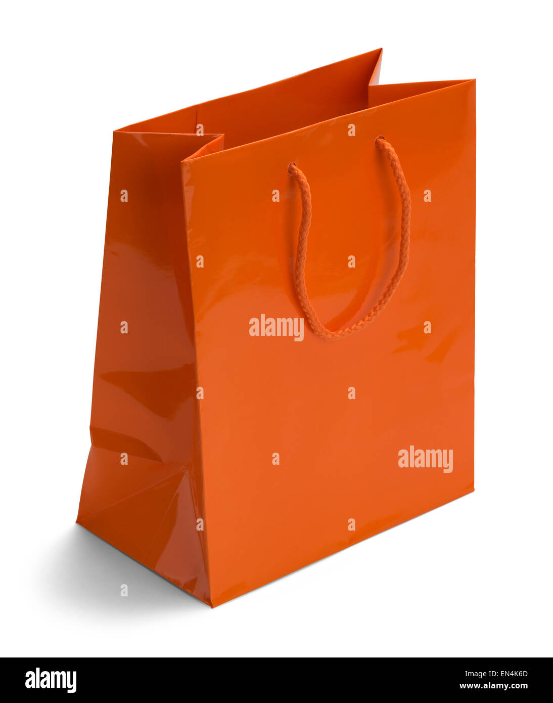 Shiny Orange Retail Shopping Bag Isolated on a White Background Stock ...