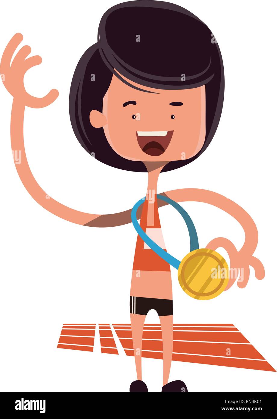 Winning the olympic gold vector illustration cartoon character Stock