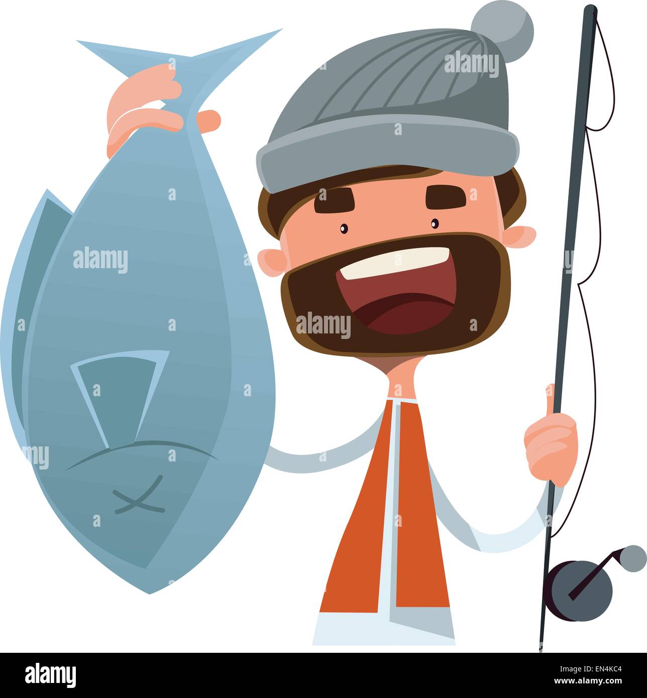 Fisherman caught fish vector illustration cartoon character Stock Vector Image & Art Alamy