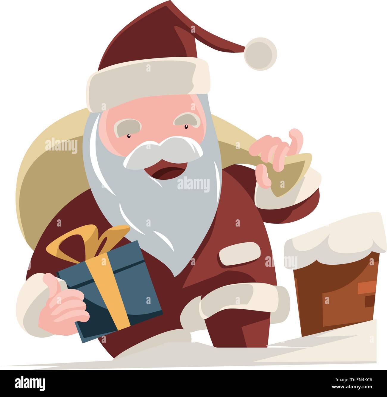 Santa bringing gifts vector illustration cartoon character Stock Vector