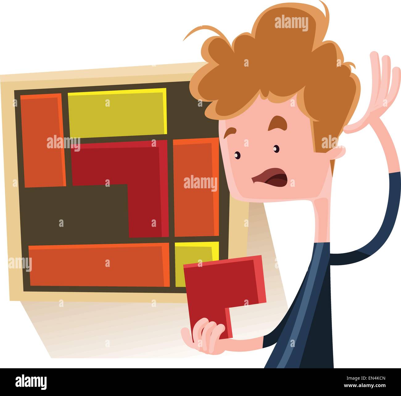 Boy solving a puzzle vector illustration cartoon character Stock Vector ...
