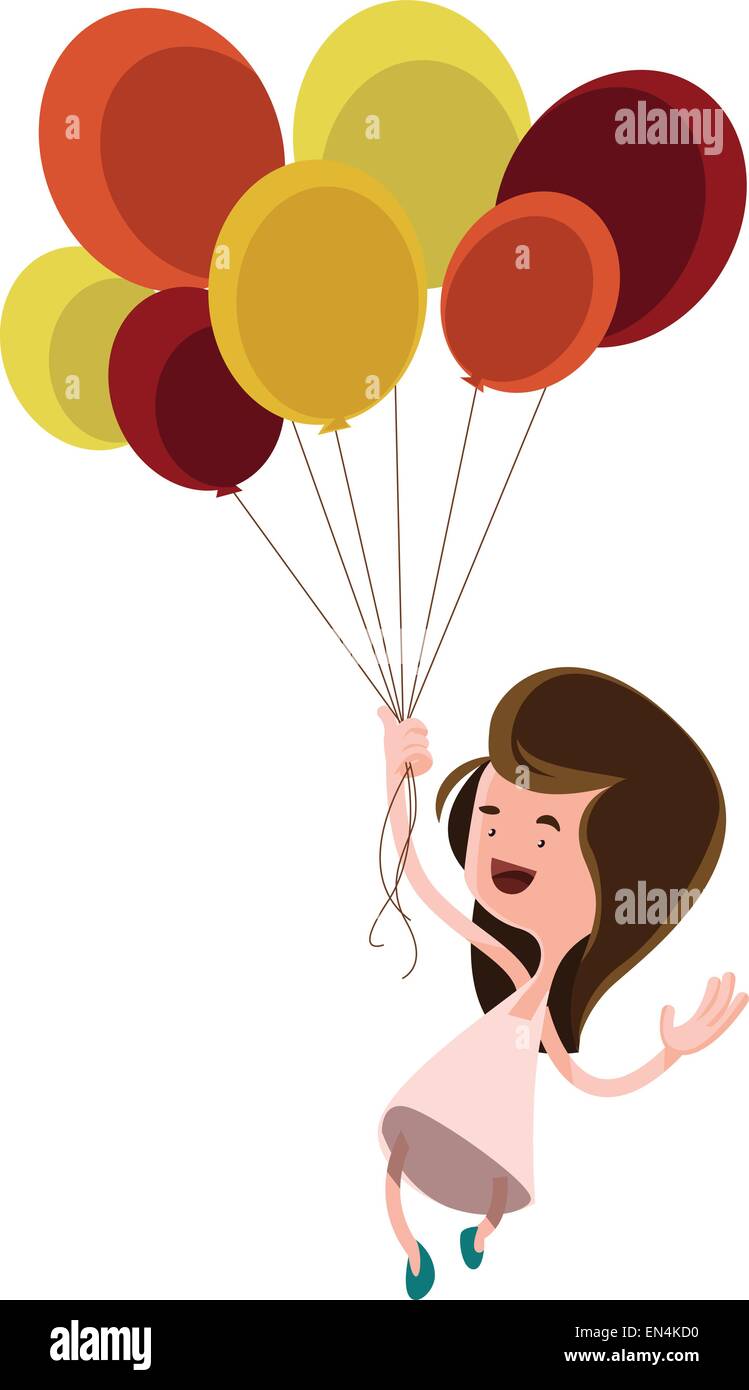 Girl holding balloons vector illustration cartoon character Stock