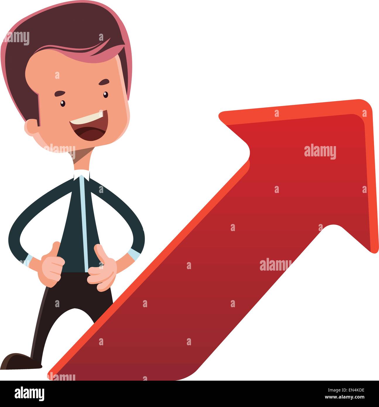 Businessman next to red arrow vector illustration cartoon character ...